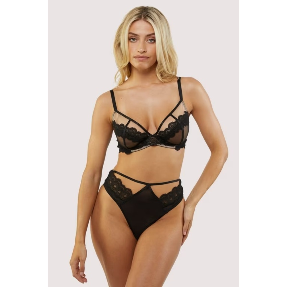 Maisie Black Lace Sheer High Waisted Thong